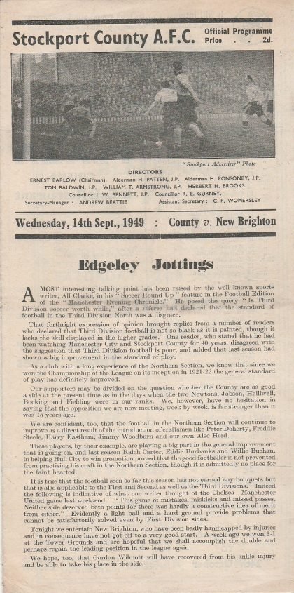 Stockport County v New Brighton 14-Sep-1949