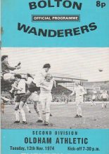 Bolton Wanderers v Oldham Athletic  12-Nov-1974
