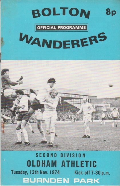 Bolton Wanderers v Oldham Athletic  12-Nov-1974