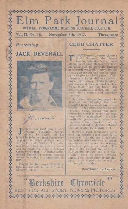 Reading v Queens Park Rangers 08-Nov-1947
