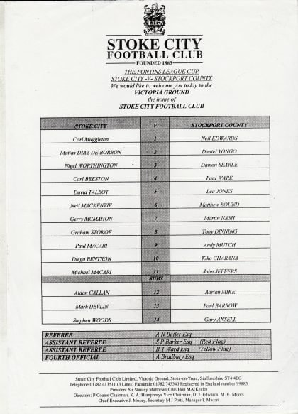 Stoke City Reserves v Stockport County Reserves   19-Dec-1996
