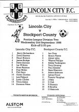 Lincoln City Reserves v Stockport County Reserves  02-Sep-1998