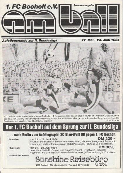 1FC Bocholt v SV Lurup Hamburg / Blau Weiss Berlin / FC St Pauli / FC Gütersloh    23/5/1984 - 24/6/1984