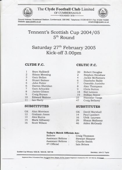 Clyde v Glasgow Celtic 27-Feb-2005
