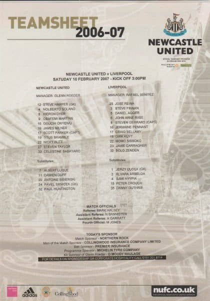 Newcastle United v Liverpool 10-Feb-2007