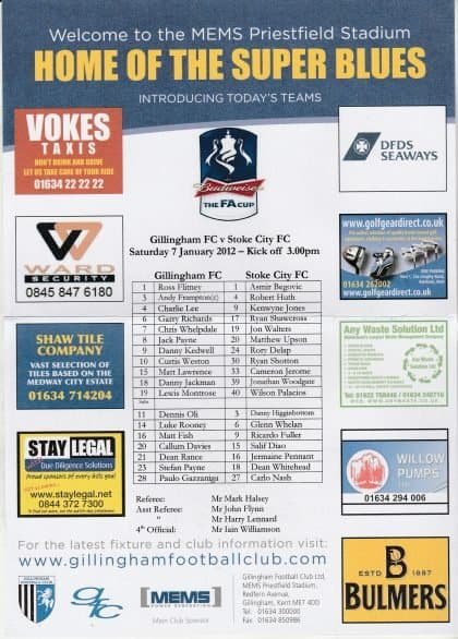 Gillingham v Stoke City 07-Jan-2012