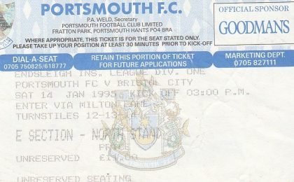 Portsmouth v Bristol City 14-Jan-1995