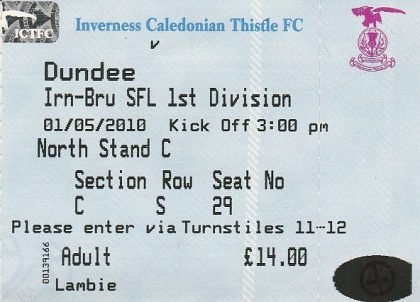 Inverness Caledonian Thistle v Dundee  01-May-2010