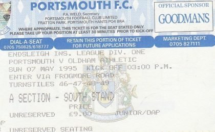 Portsmouth v Oldham Athletic 07-May-1995