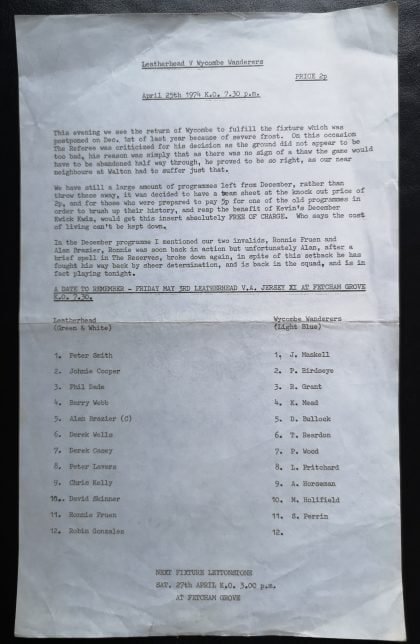 Leatherhead v Wycombe Wanderers  25-Apr-1974