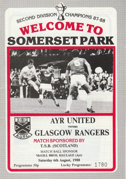 Ayr United v Glasgow Rangers 06-Aug-1988