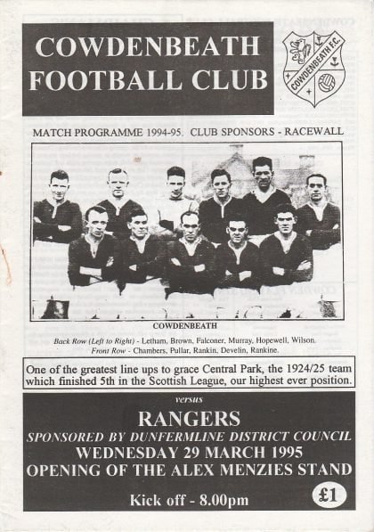 Cowdenbeath v Glasgow Rangers  29-Mar-1995