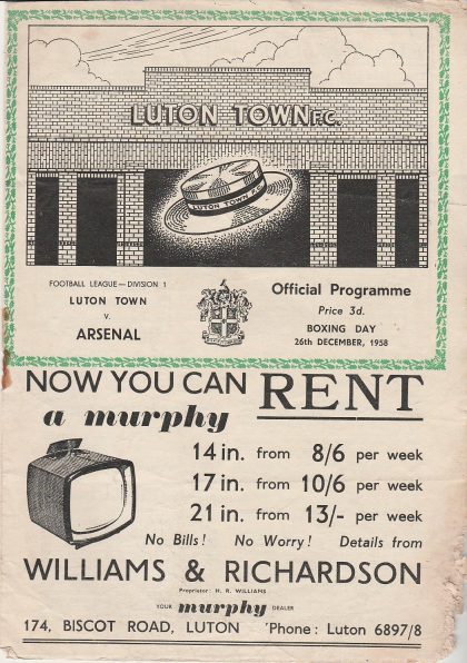 Luton Town v Arsenal 26-Dec-1958