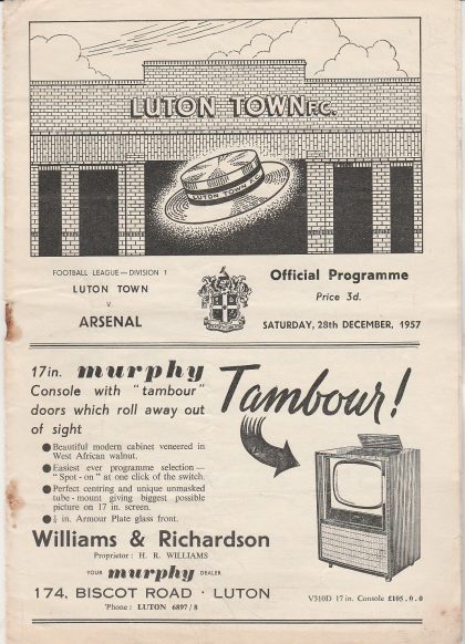 Luton Town v Arsenal 28-Dec-1957