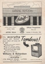 Luton Town v Aston Villa  01-Nov-1958