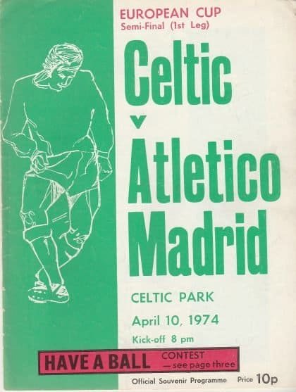 Glasgow Celtic v Atletico Madrid  10-Apr-1974