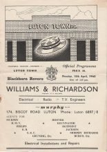 Luton Town v Blackburn Rovers 18-Apr-1960