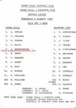 Aston Villa Reserves v Bradford City Reserves 06-Jan-1988