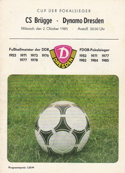 Dynamo Dresden vs Club Brugge 02-Oct-1985