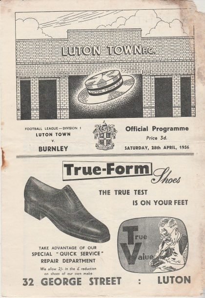 Luton Town v Burnley 28-Apr-1956