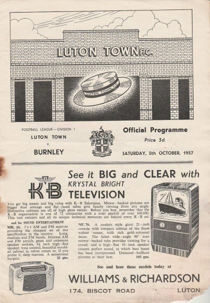 Luton Town v Burnley 05-Oct-1957