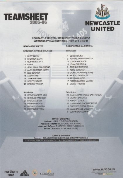 Newcastle United v Deportivo La Coruna  03-Aug-2005