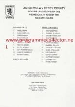 Aston Villa Reserves v Derby County Reserves 17-Aug-1994