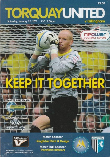 Torquay United v Gillingham  22-Jan-2011