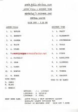 Aston Villa Reserves v Grimsby Town Reserves 09-Dec-1987