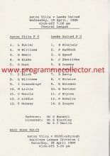 Aston Villa Reserves v Leeds United Reserves 19-Apr-1989