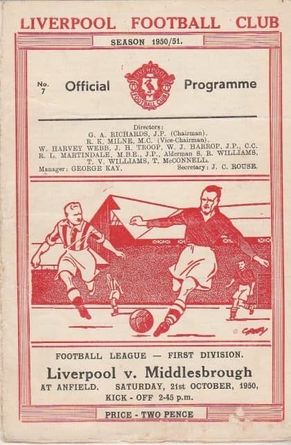 Liverpool v Middlesbrough   21-Oct-1950