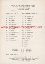 Aston Villa Reserves v Nottingham Forest Reserves 11-Sep-1989