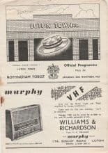 Luton Town v Nottingham Forest  30-Nov-1957
