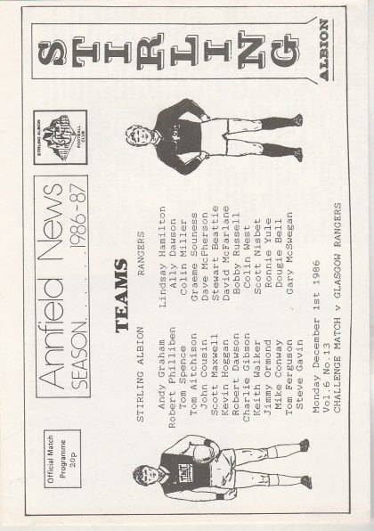 Stirling Albion v Glasgow Rangers 01-Dec-1986