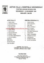 Aston Villa Reserves v Sheffield Wednesday Reserves 15-Dec-1993