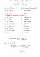 Aston Villa Reserves v Sheffield Wednesday Reserves 02-May-1991