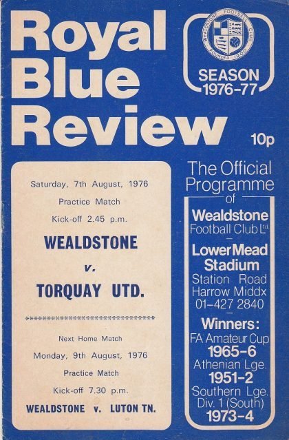 Wealdstone v Luton Town  09-Aug-1976