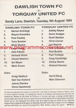 Dawlish Town v Torquay United  09-Aug-1994