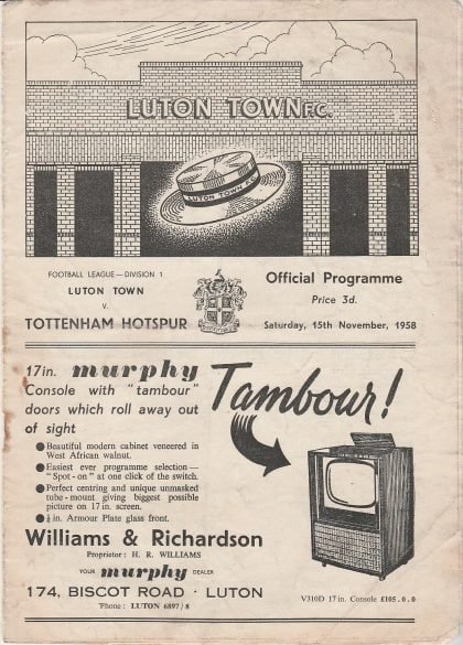 Luton Town v Tottenham Hotspur 15-Nov-1958