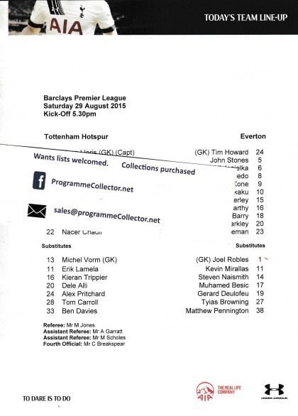 Tottenham Hotspur v Everton   29-Aug-2015