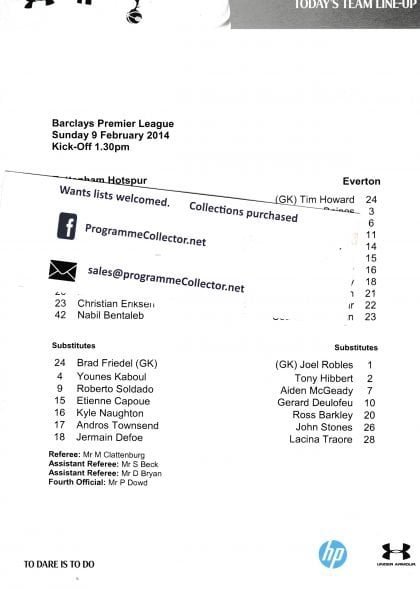 Tottenham Hotspur v Everton   09-Feb-2014