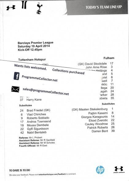 Tottenham Hotspur v Fulham 19-Apr-2014