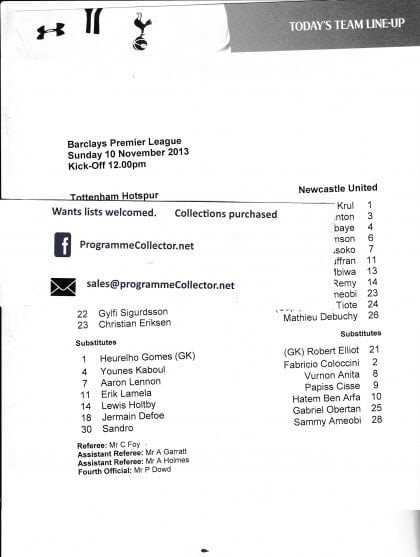 Tottenham Hotspur v Newcastle United 10-Nov-2013