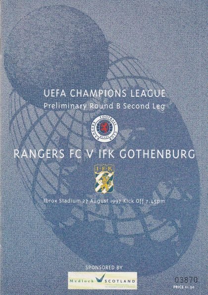 Glasgow Rangers v IFK Gothenburg  27-Aug-1997