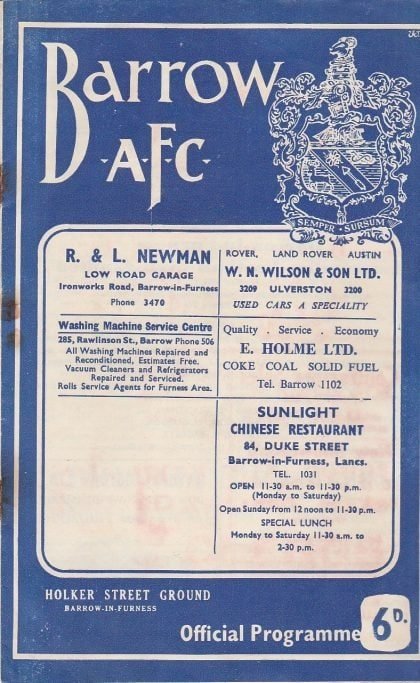 Barrow v Hartlepools United 26-Sep-1966