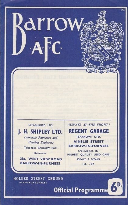 Barrow v Oxford United  29-Aug-1964