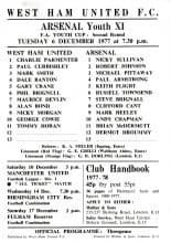 West Ham United Youth v Arsenal Youth  06-Dec-1977
