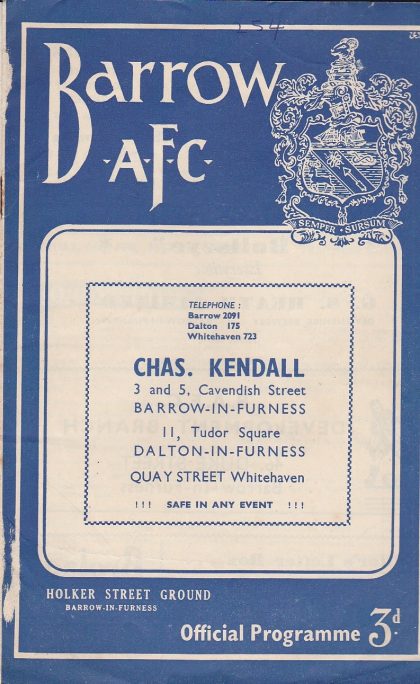 Barrow v Tranmere Rovers 16-Feb-1957