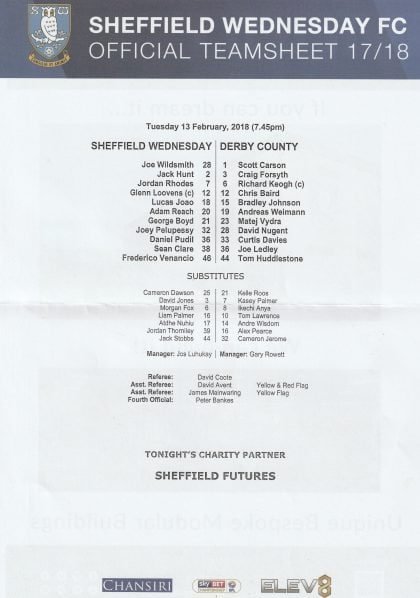 Sheffield Wednesday v Derby County  13-Feb-2018