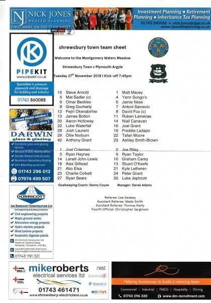Shrewsbury Town v Plymouth Argyle  26-Mar-2019